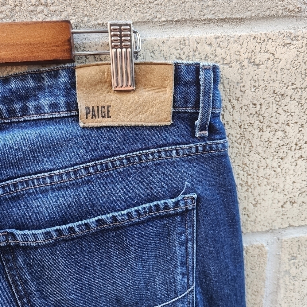 PAIGE Men's Slim Straight Jeans - Dark Blue - Picture 3 of 8